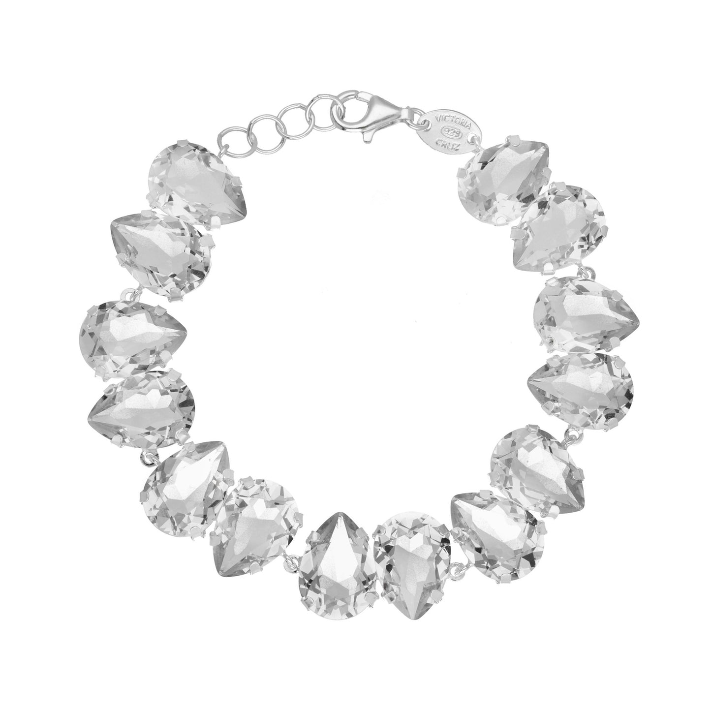 Pulsera lágrima cristal blanco en Plata baño rodio de Magnolia