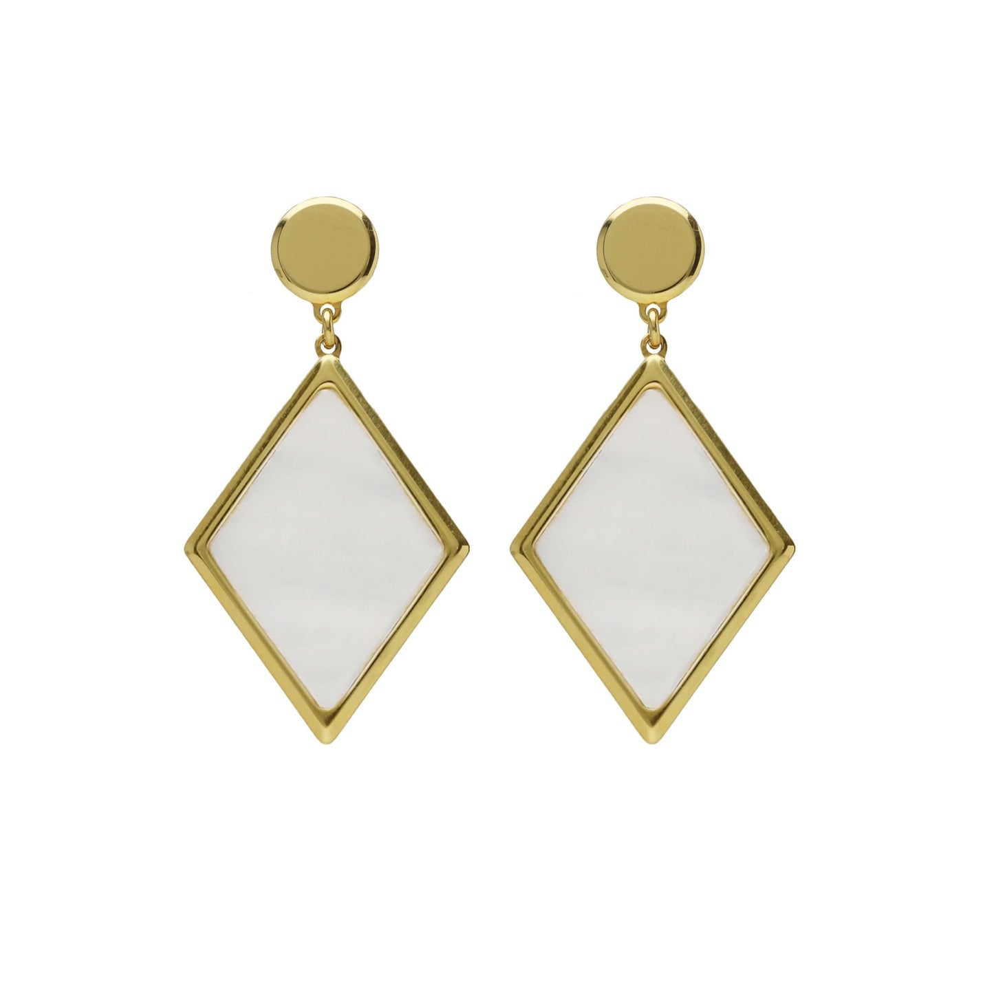 Gold plated Sterling Silver Long earrings luck mother of pearl from Soulquest