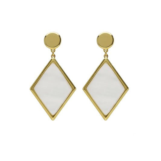 Gold plated Sterling Silver Long earrings luck mother of pearl from Soulquest