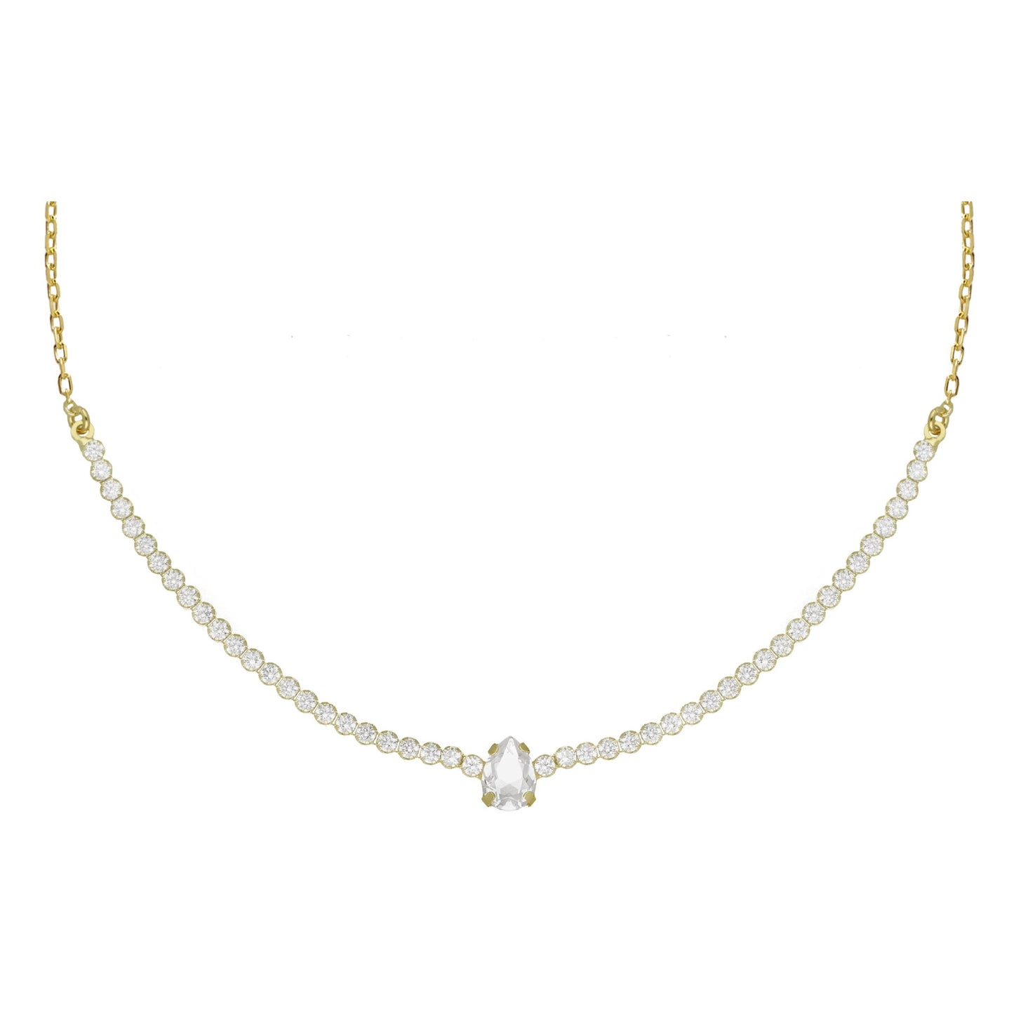 Sterling Silver Short necklace white crystal from Eunoia