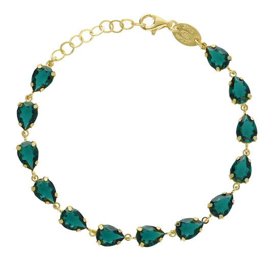 Gold plated Sterling Silver Bracelet drop green crystal from Diana