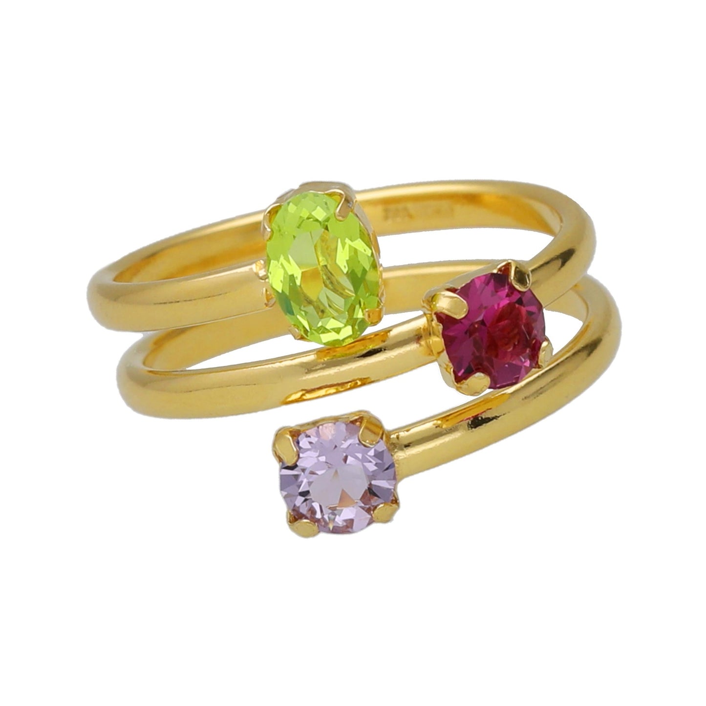 Gold plated Sterling Silver Ring multicolor crystal from Odele