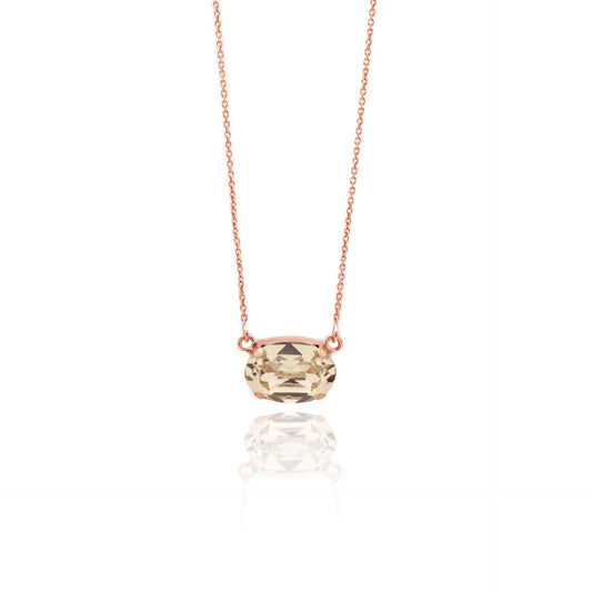 Rose Gold plated Sterling Silver Short necklace oval crystal from Oval