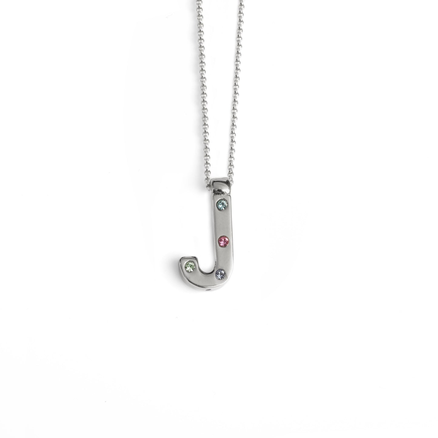 Rhodium Plated Sterling Silver Short necklace letter multicolor crystal from Letter