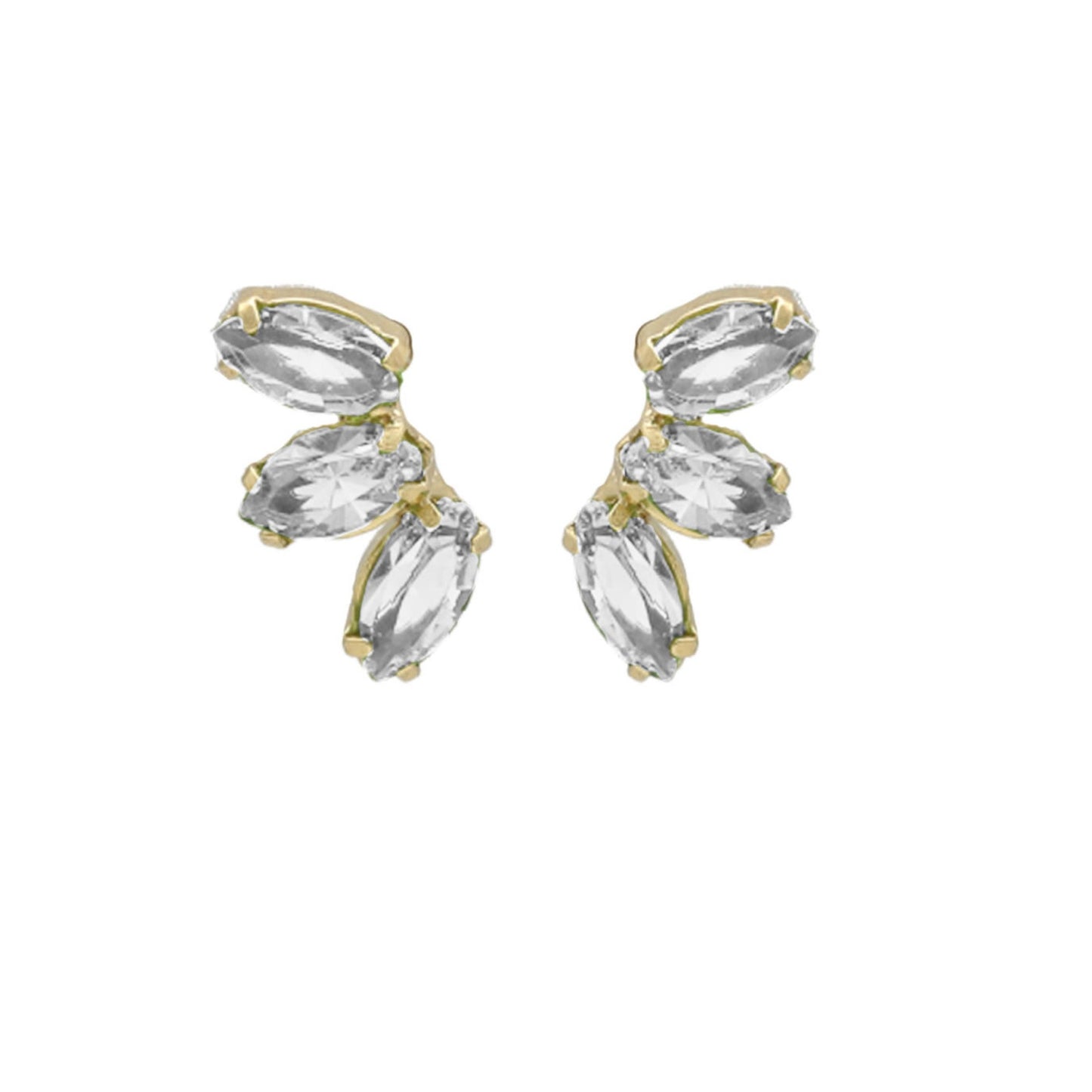 Gold plated Sterling Silver Short earrings leaf crystal from Las Estaciones