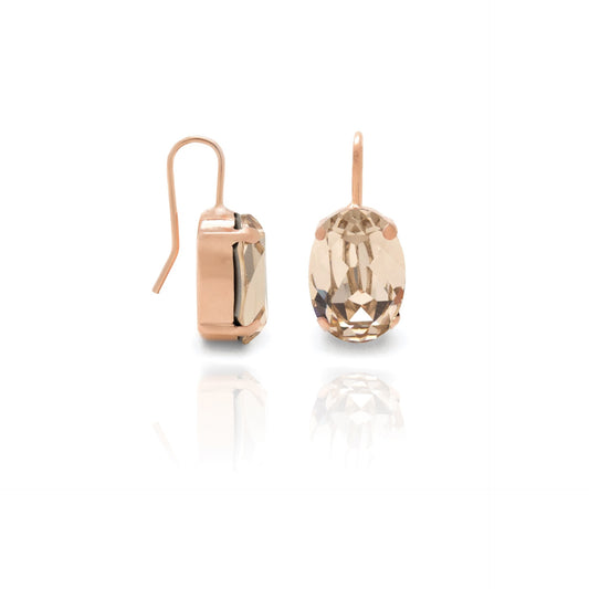 Rose Gold plated Sterling Silver Short earrings oval crystal from Oval