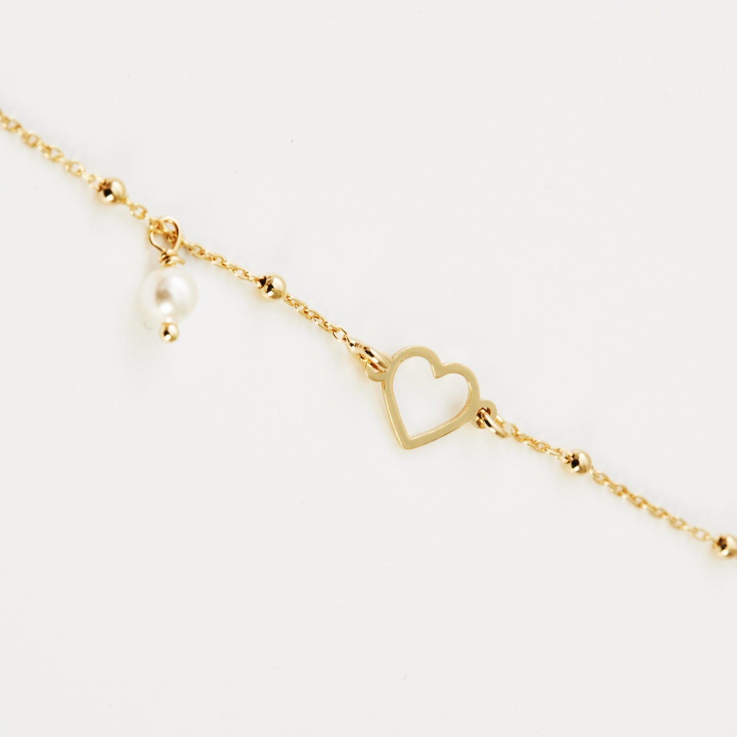 Pulsera corazón perla en Plata de Soulmate