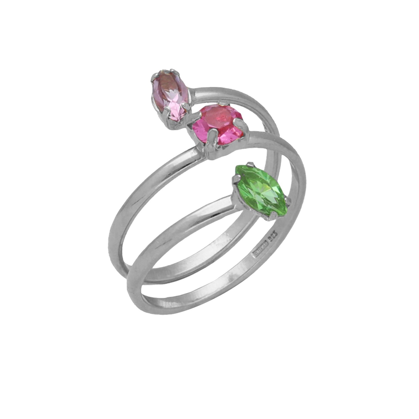 Sterling Silver Ring multicolor crystal from Belle