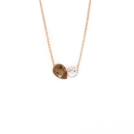 Rose Gold plated Sterling Silver Short necklace Brown crystal from Combination