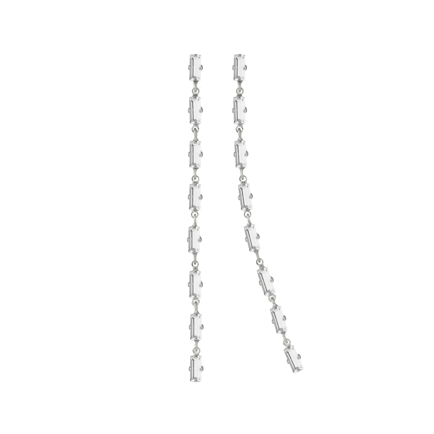 Rhodium Plated Sterling Silver Long earrings crystal from Esgueva