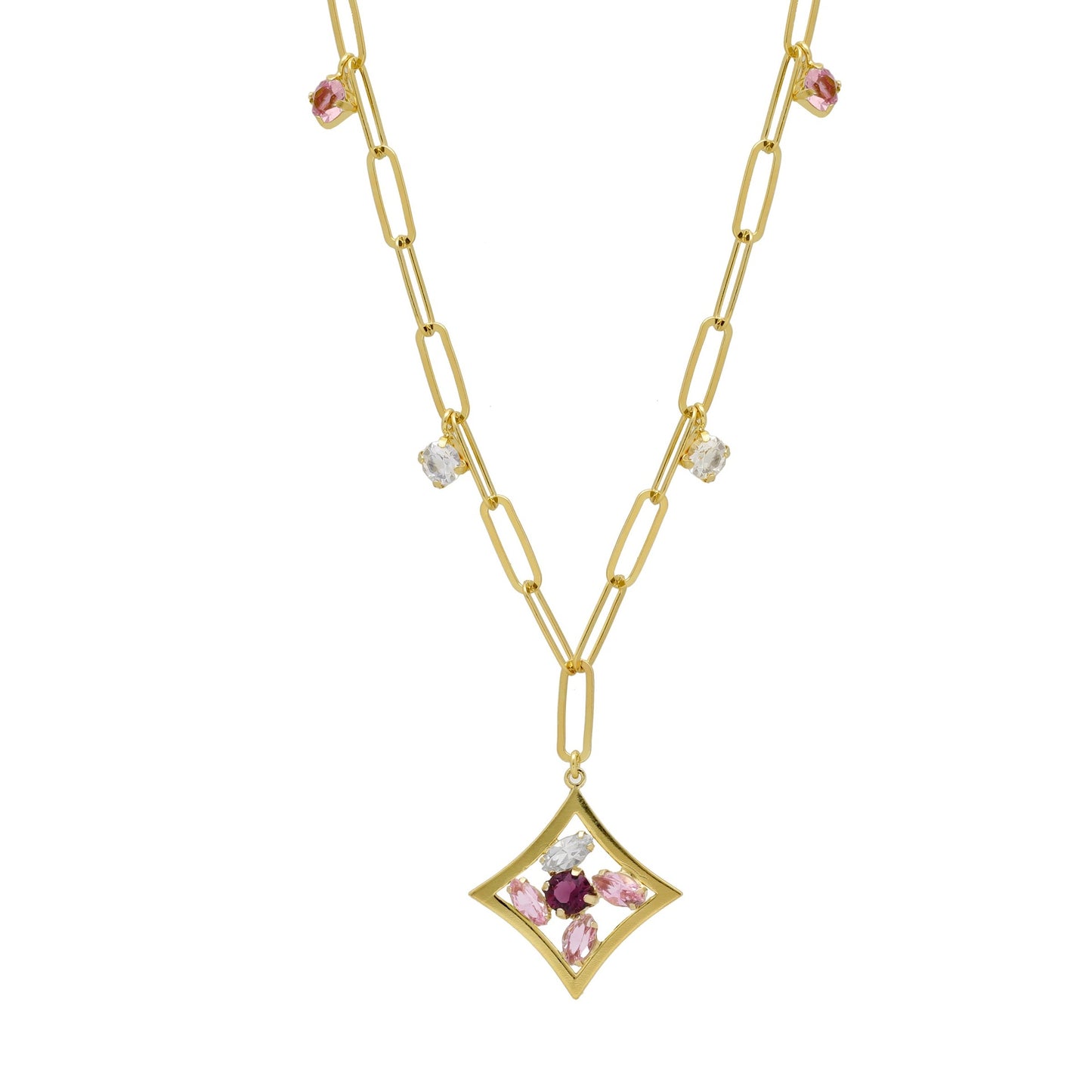 Gold plated Sterling Silver Short necklace luck crystal from Paris