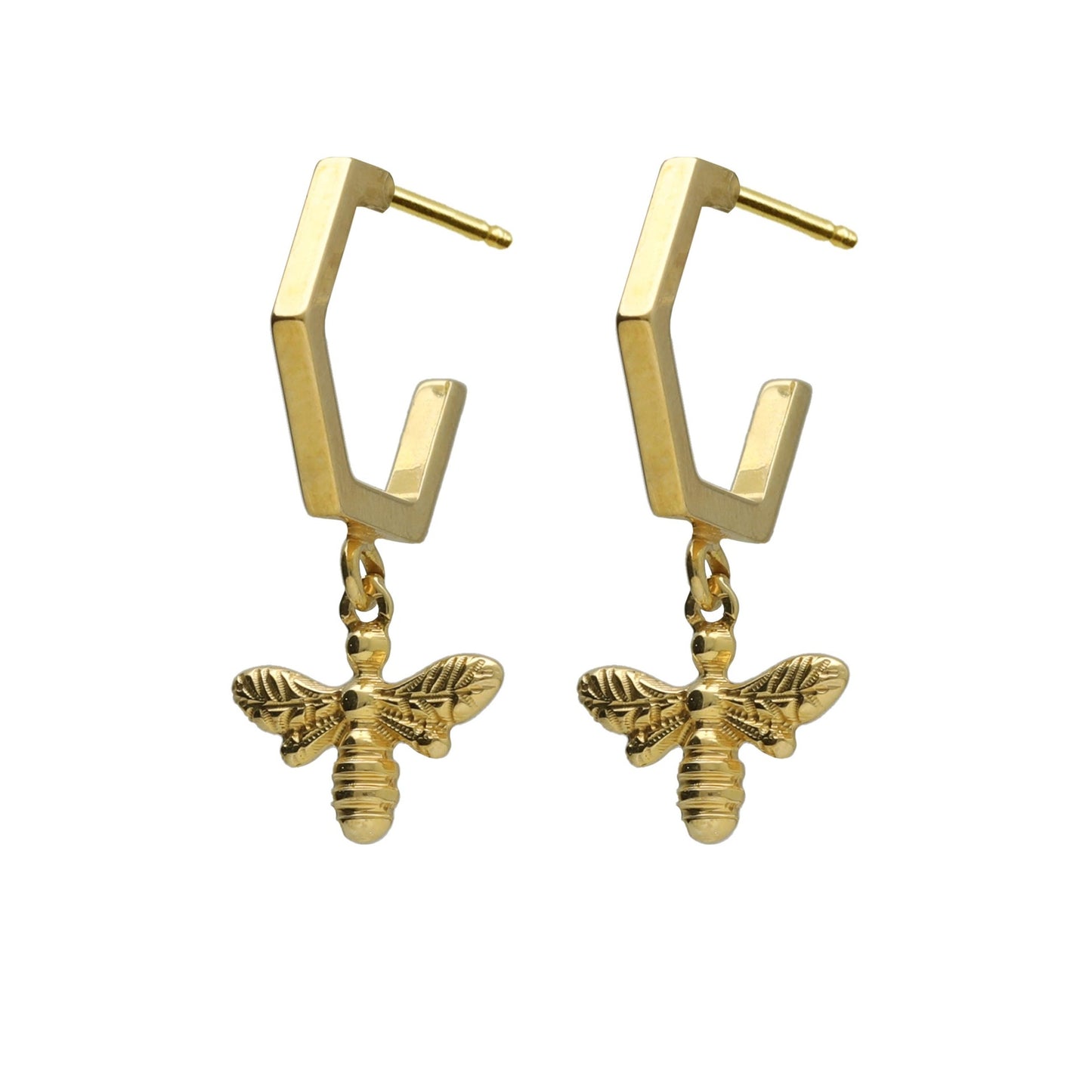 Gold plated Sterling Silver Hoop earrings bee from Honey