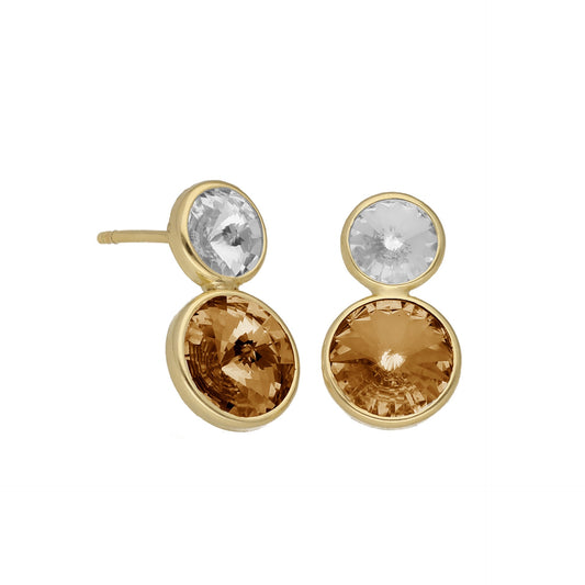 Gold plated Sterling Silver Short earrings 7 y 9mm crystal from Basic