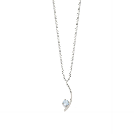 Rhodium Plated Sterling Silver Short necklace moon blue crystal from Selene