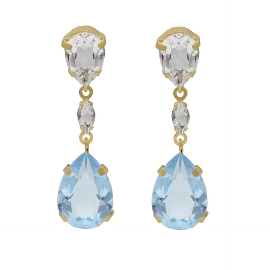 Gold plated Sterling Silver Long earrings drop crystal from Jasmine