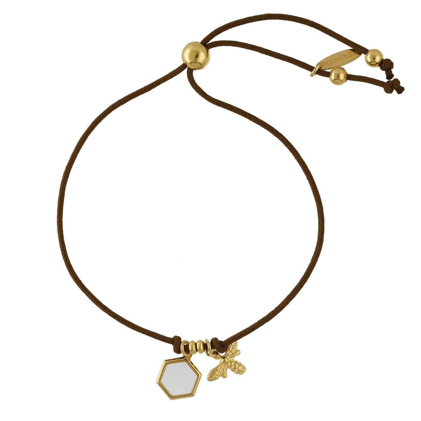 Pulsera abeja nácar en Plata baño Oro de Honey