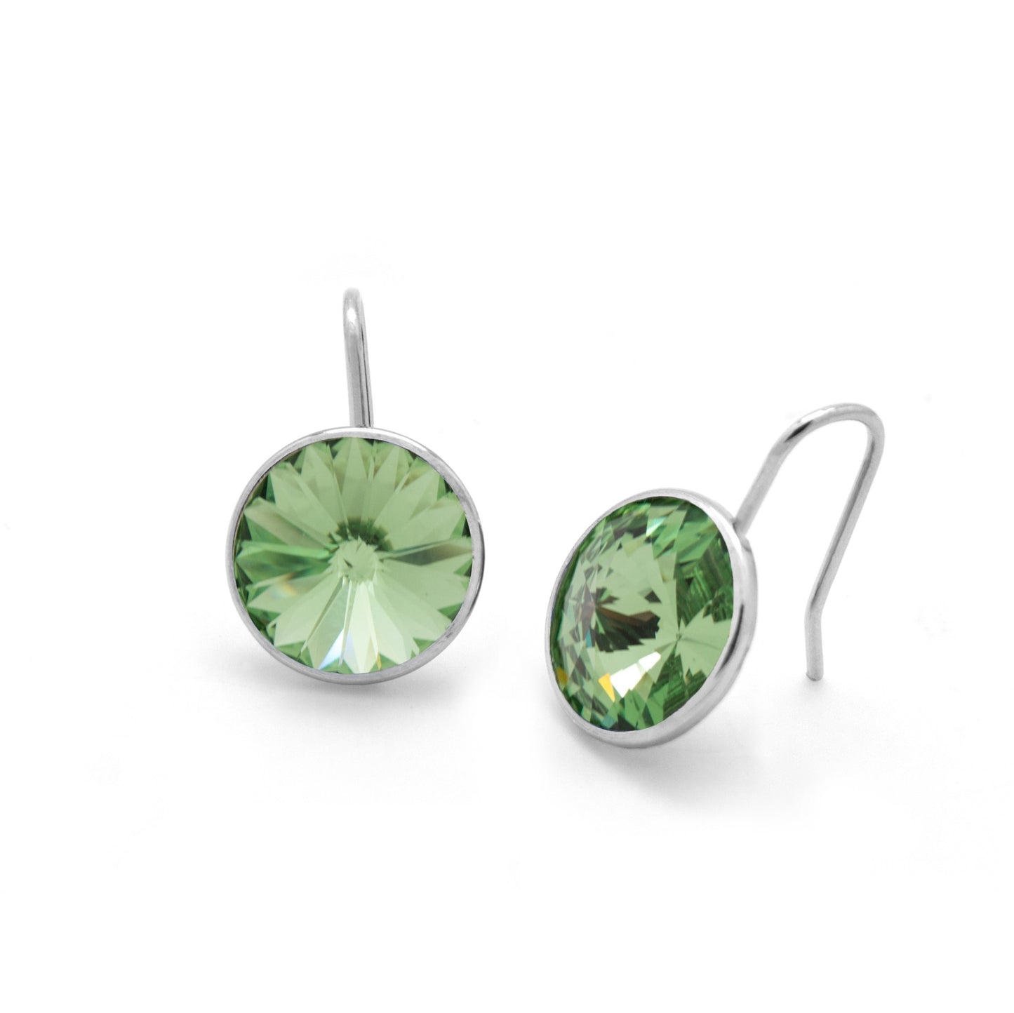 Rhodium Plated Sterling Silver Short earrings 11,5mm circle crystal from Basic