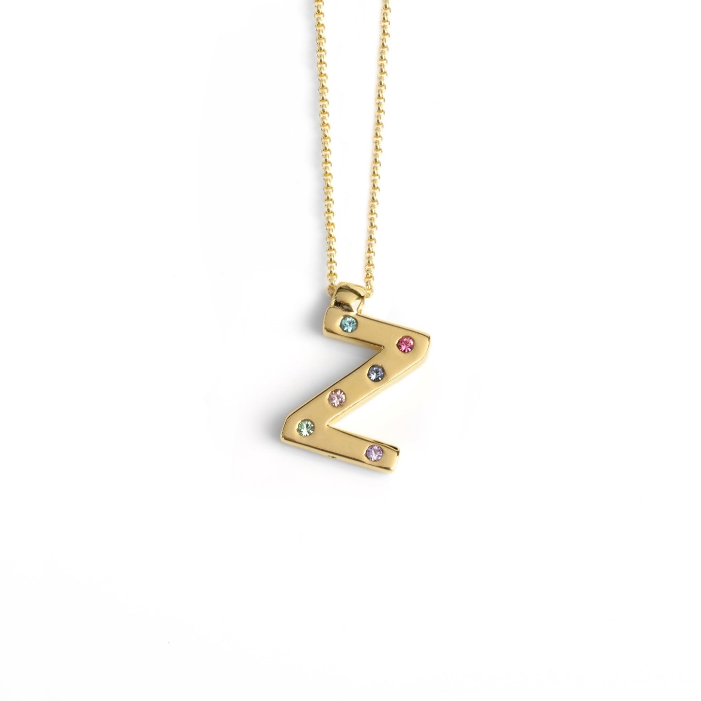 Gold plated Sterling Silver Short necklace letter multicolor crystal from Letter