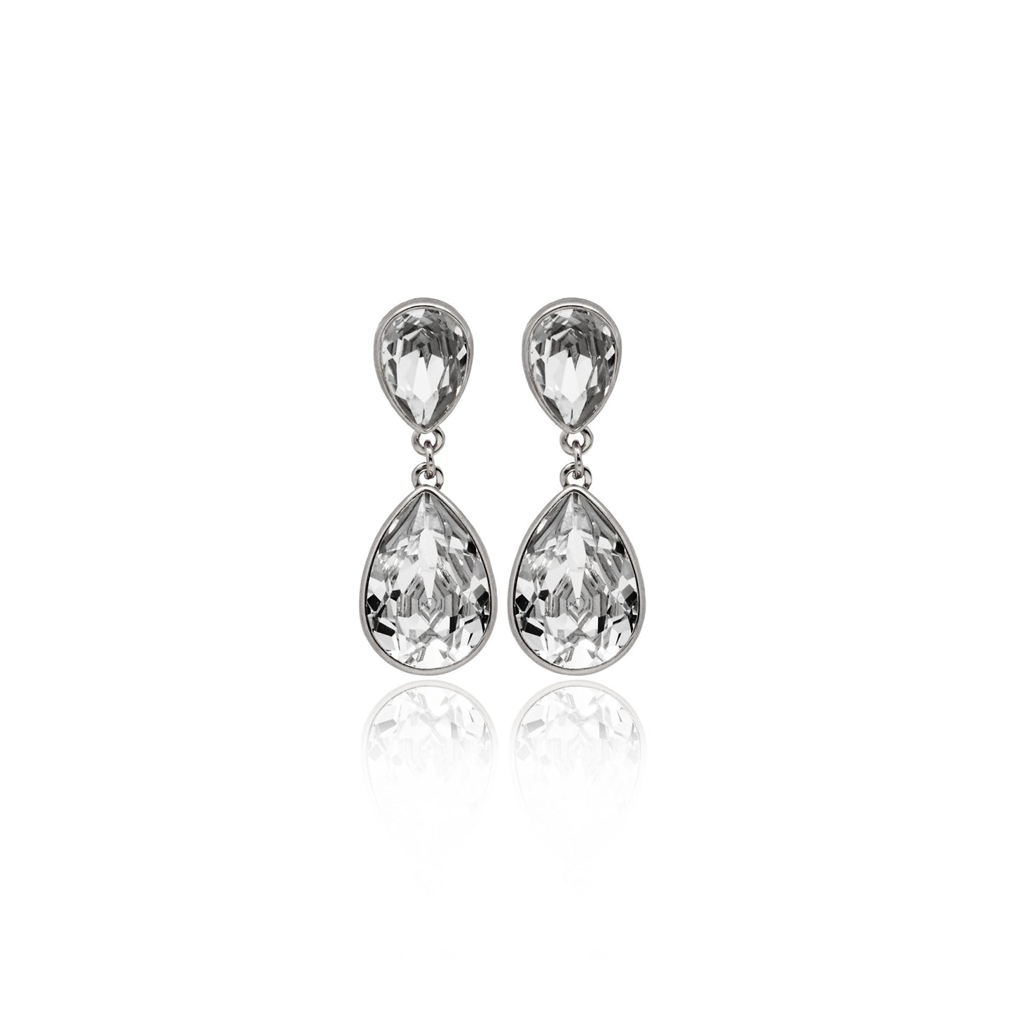 Rhodium Plated Sterling Silver Long earrings drop crystal from Essential