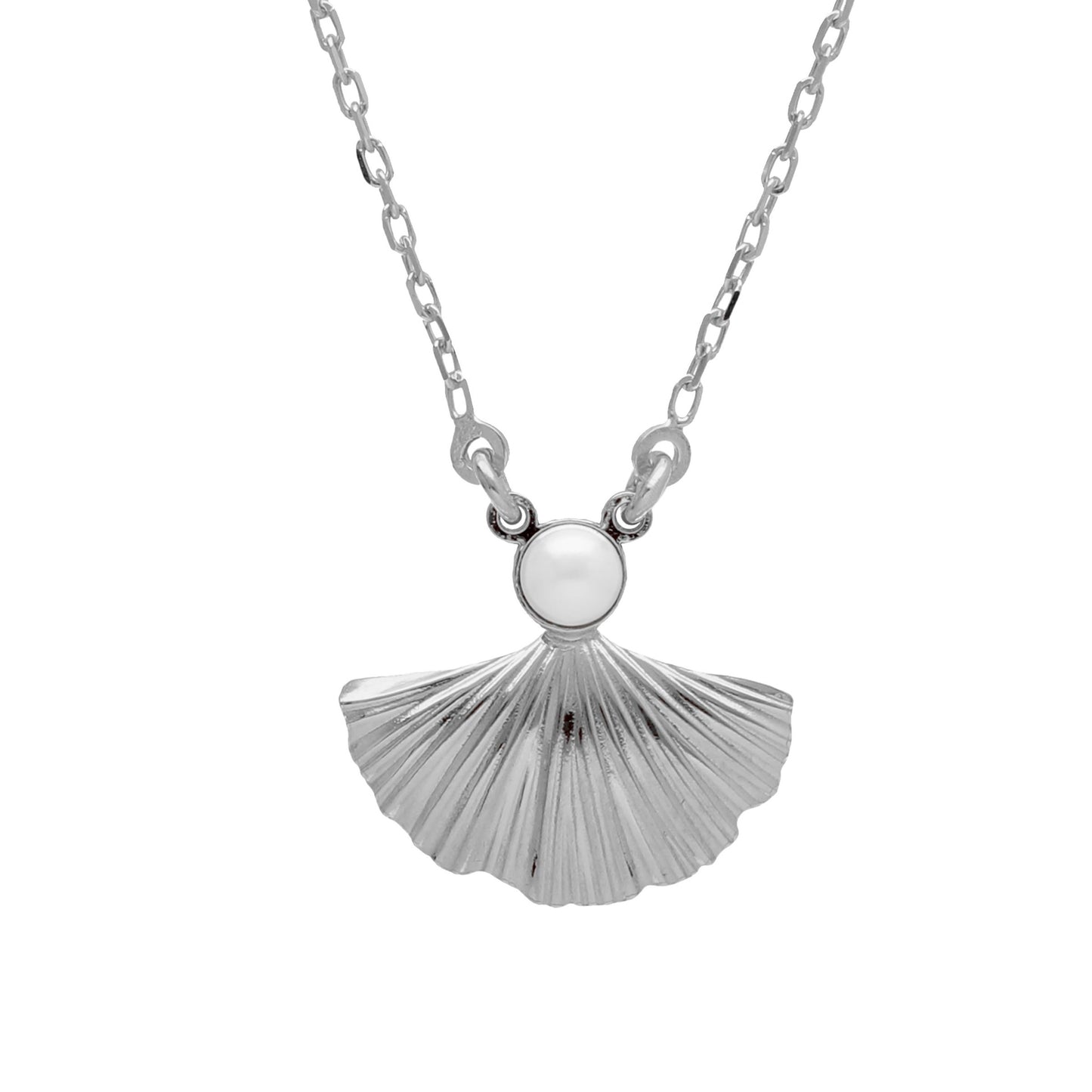 Sterling Silver Short necklace fan pearl from Tokyo