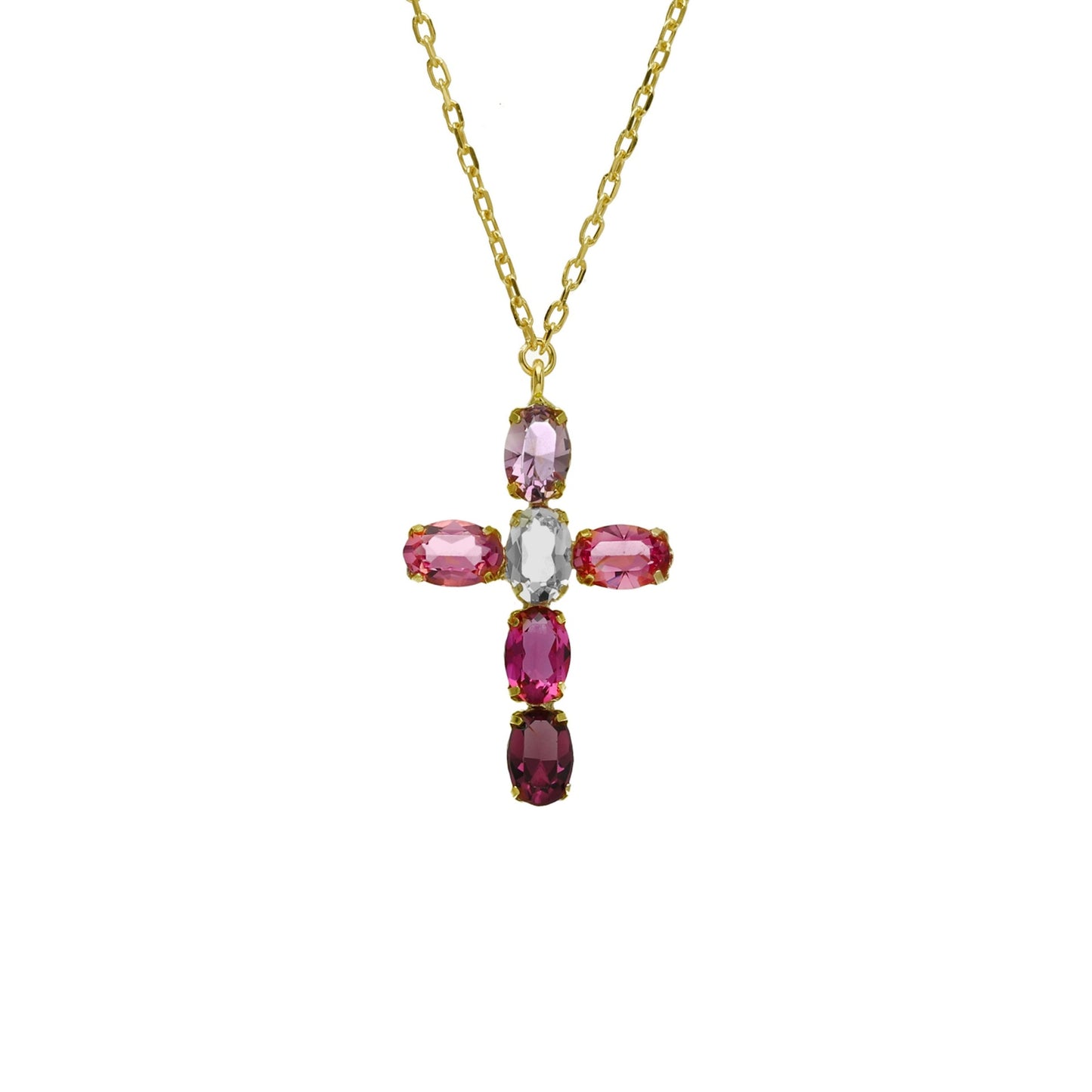 Gold plated Sterling Silver Short necklace cross crystal from Harmony