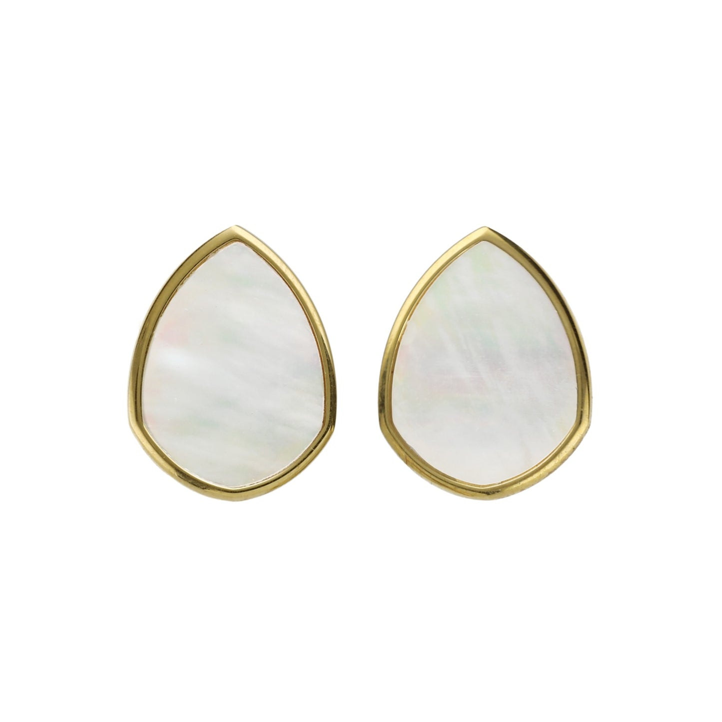 Gold plated Sterling Silver Short earrings drop mother of pearl from Soulquest