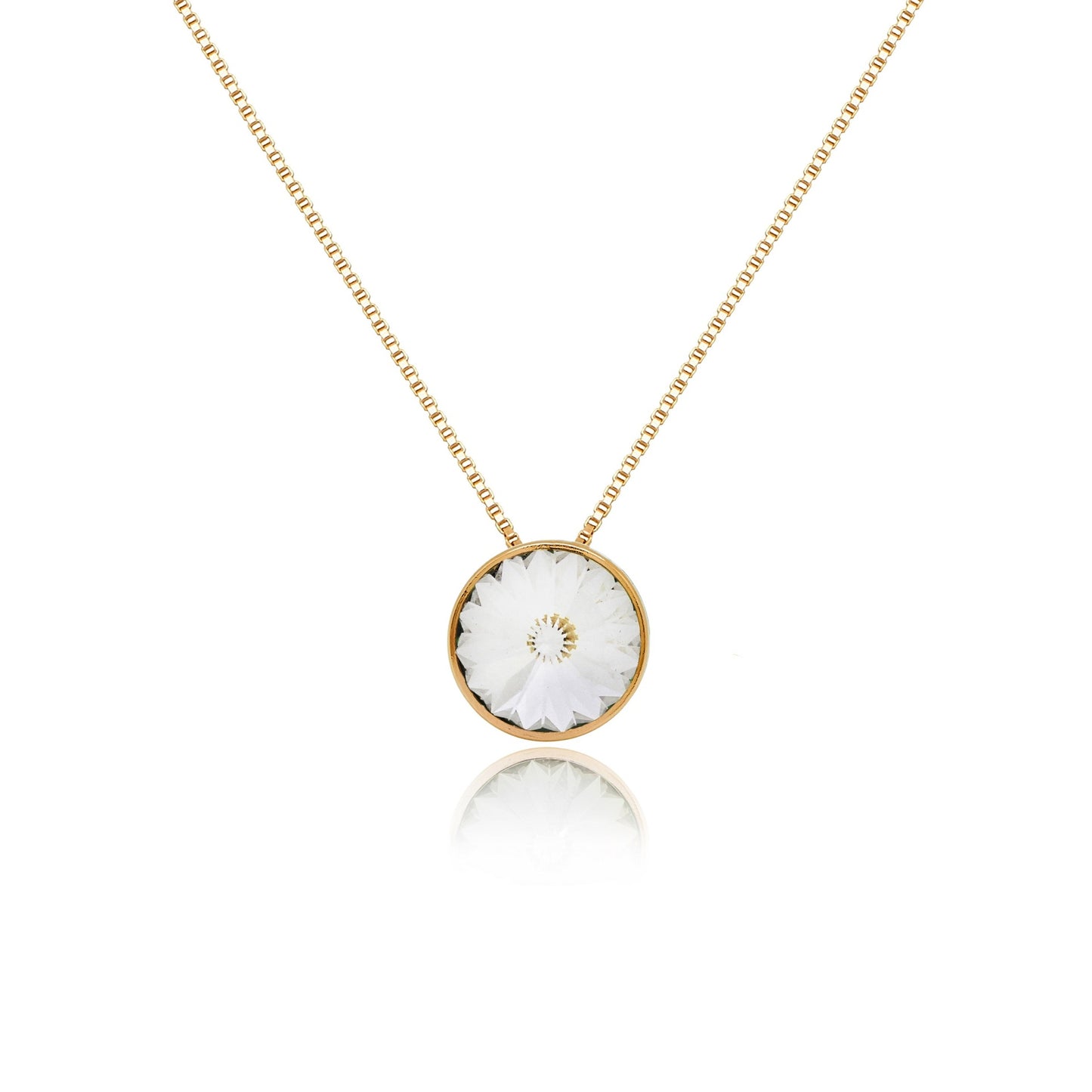 Gold plated Sterling Silver Short necklace 9mm circle crystal from Basic