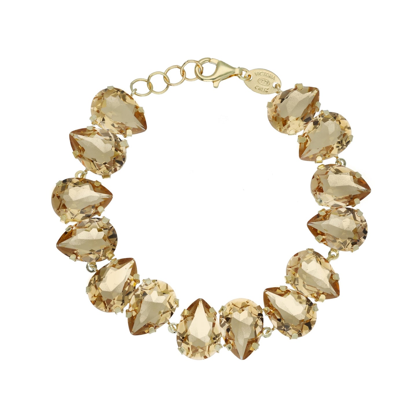 Gold plated Sterling Silver Bracelet drop Brown crystal from Magnolia