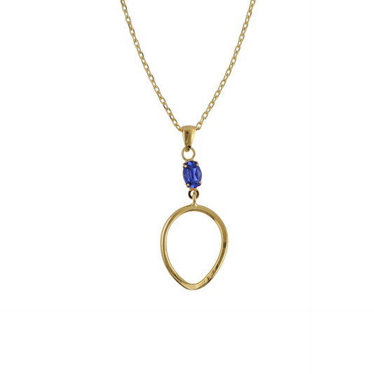 Gold plated Sterling Silver Long necklace blue crystal from Prisme