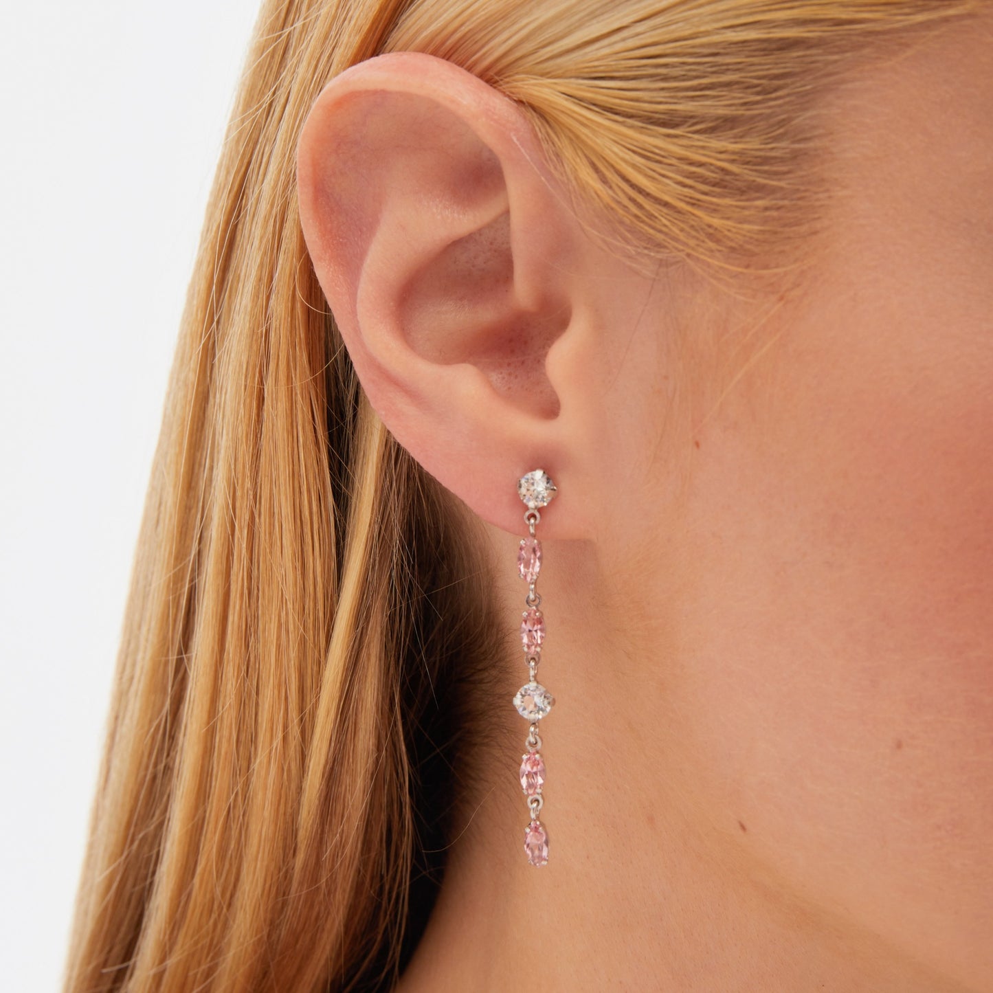 Rhodium Plated Sterling Silver Long earrings crystal from Maisie