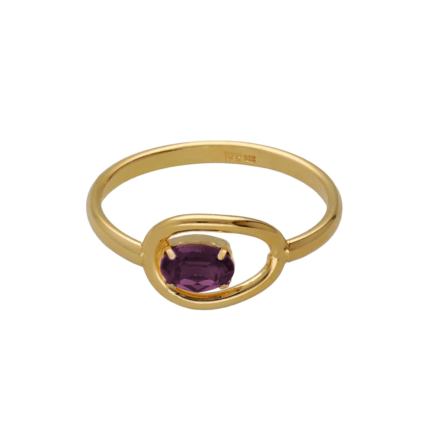 Gold plated Sterling Silver Fixed ring crystal from Prisme