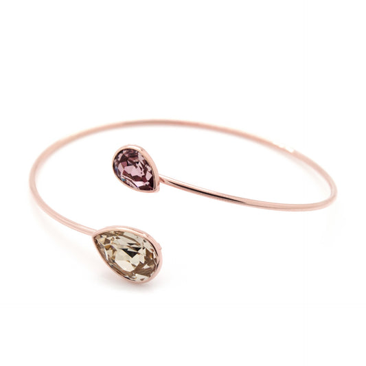 Brazalete lágrima cristal en Plata baño Oro Rosa de Essential