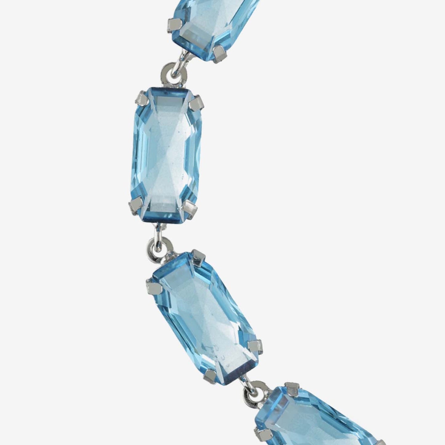 Rhodium Plated Sterling Silver Bracelet rectangle blue crystal from Inspire