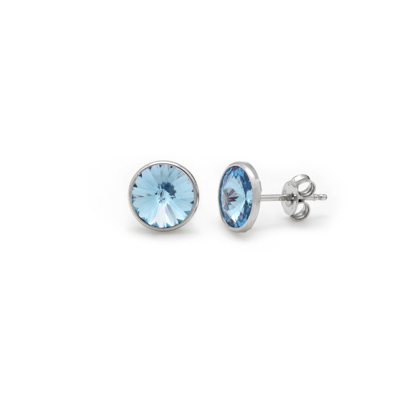 Rhodium Plated Sterling Silver Stud earrings 11,5mm circle crystal from Basic