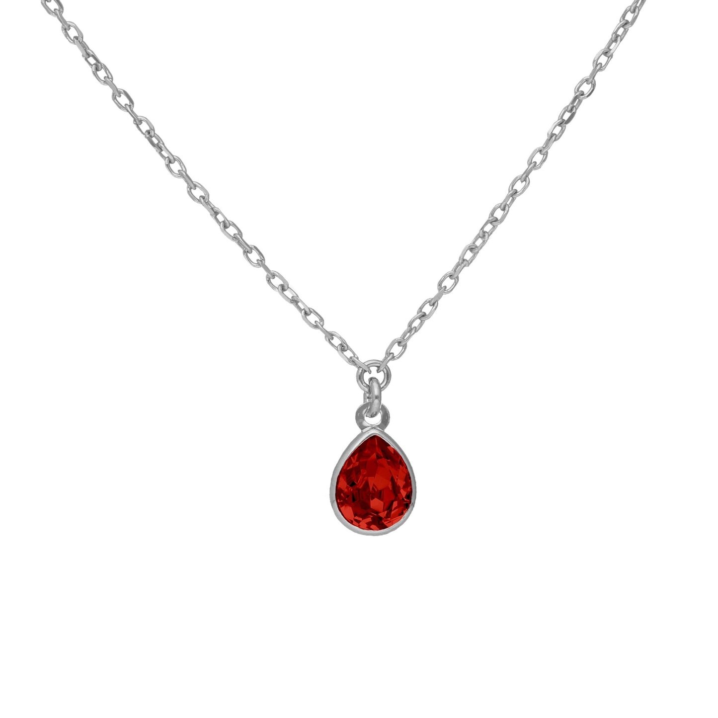 Rhodium Plated Sterling Silver Short necklace drop crystal from Essential