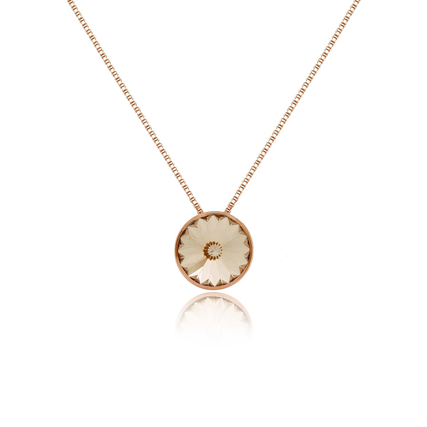 Rose Gold plated Sterling Silver Short necklace 11,5mm circle crystal from Basic