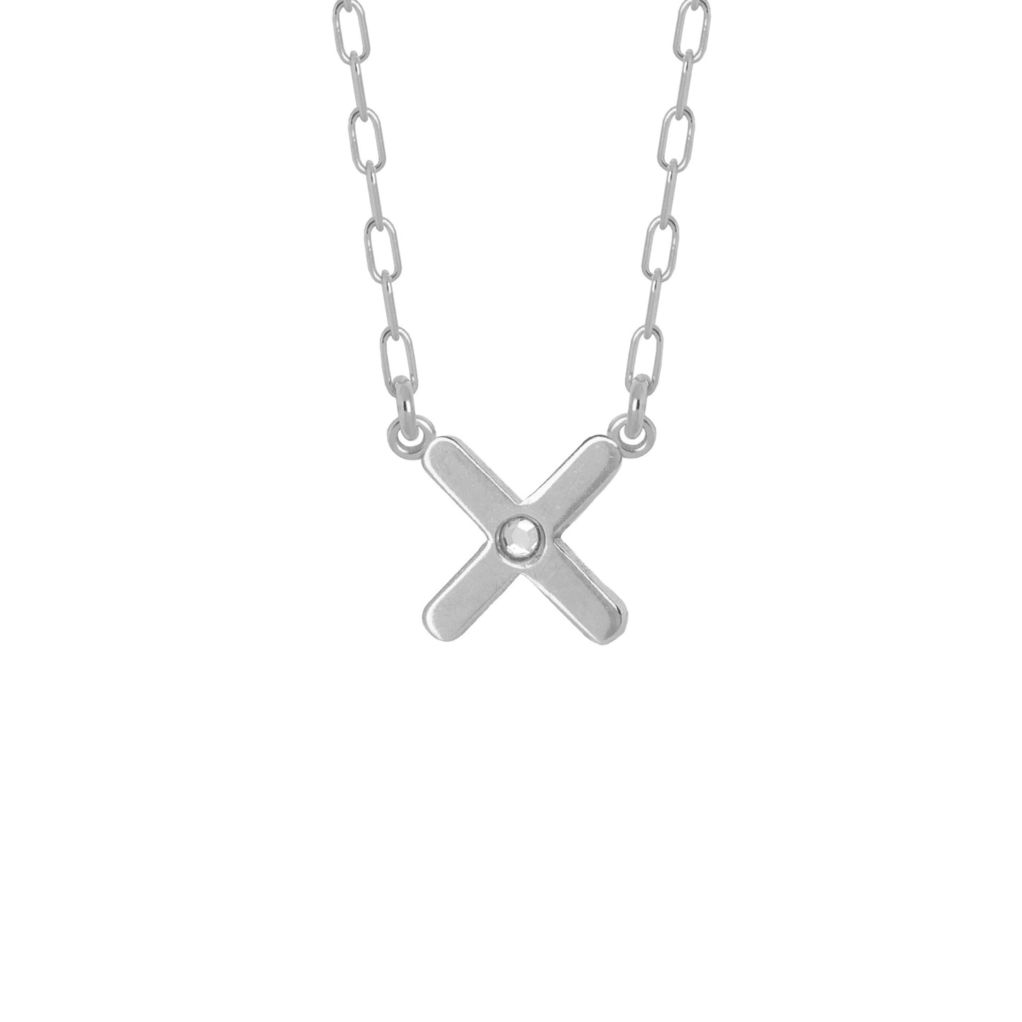 Sterling Silver Short necklace cross white crystal from Areca