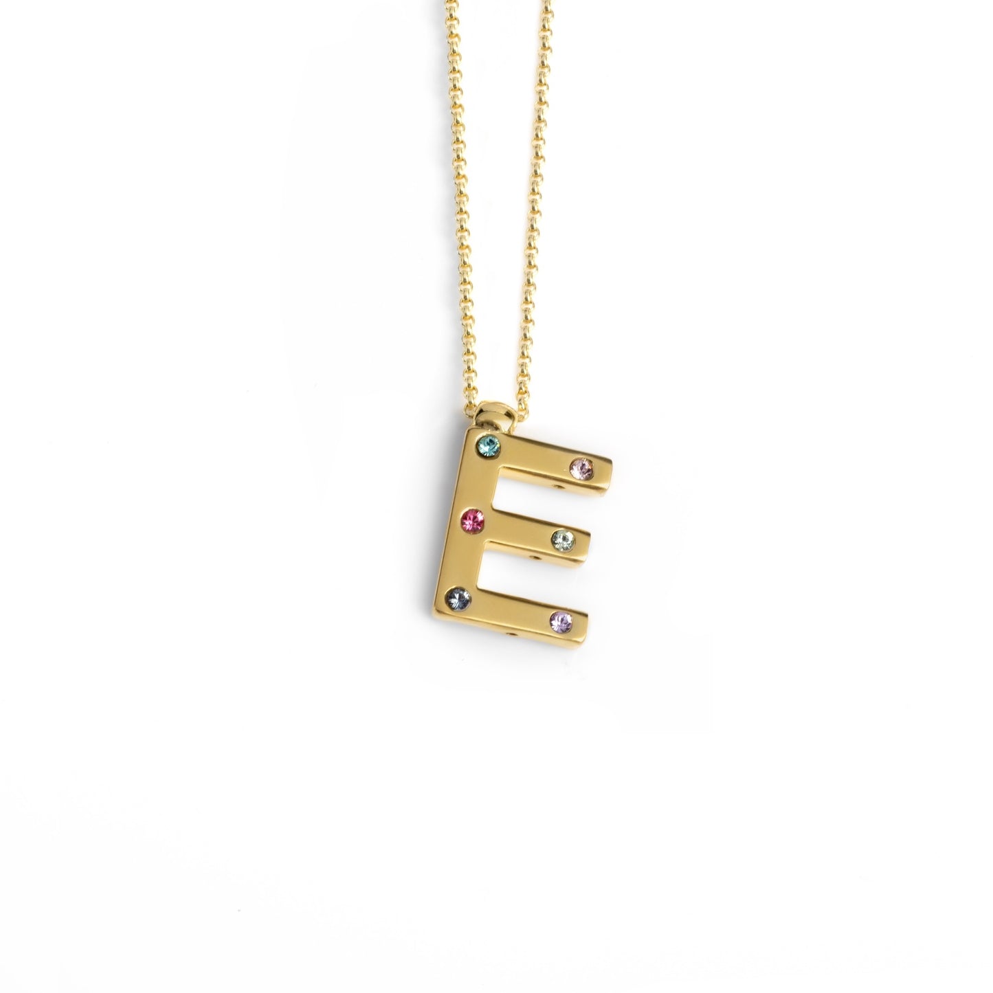 Gold plated Sterling Silver Short necklace letter multicolor crystal from Letter