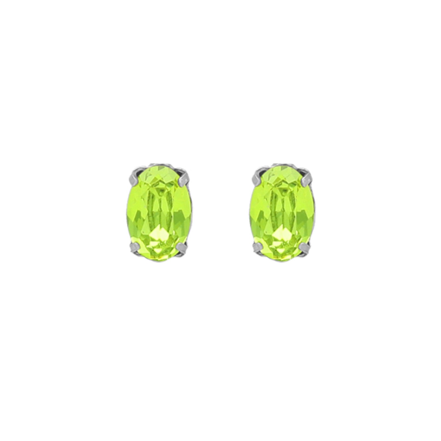 Pendientes botón oval cristal en Plata baño rodio de Gemma