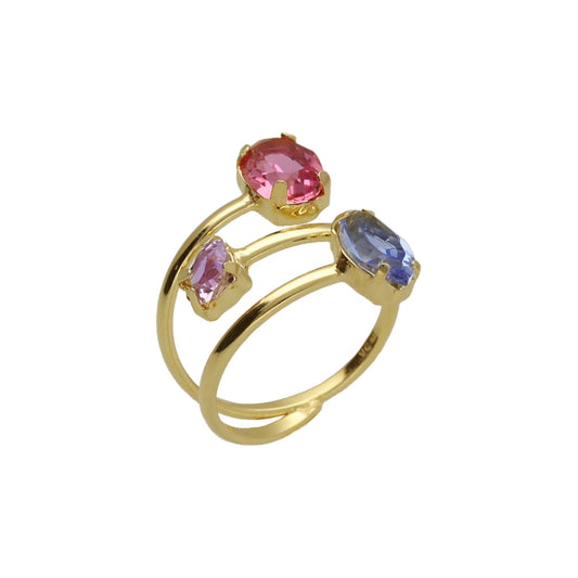 Sterling Silver Adjustable ring multicolor crystal from Sabina