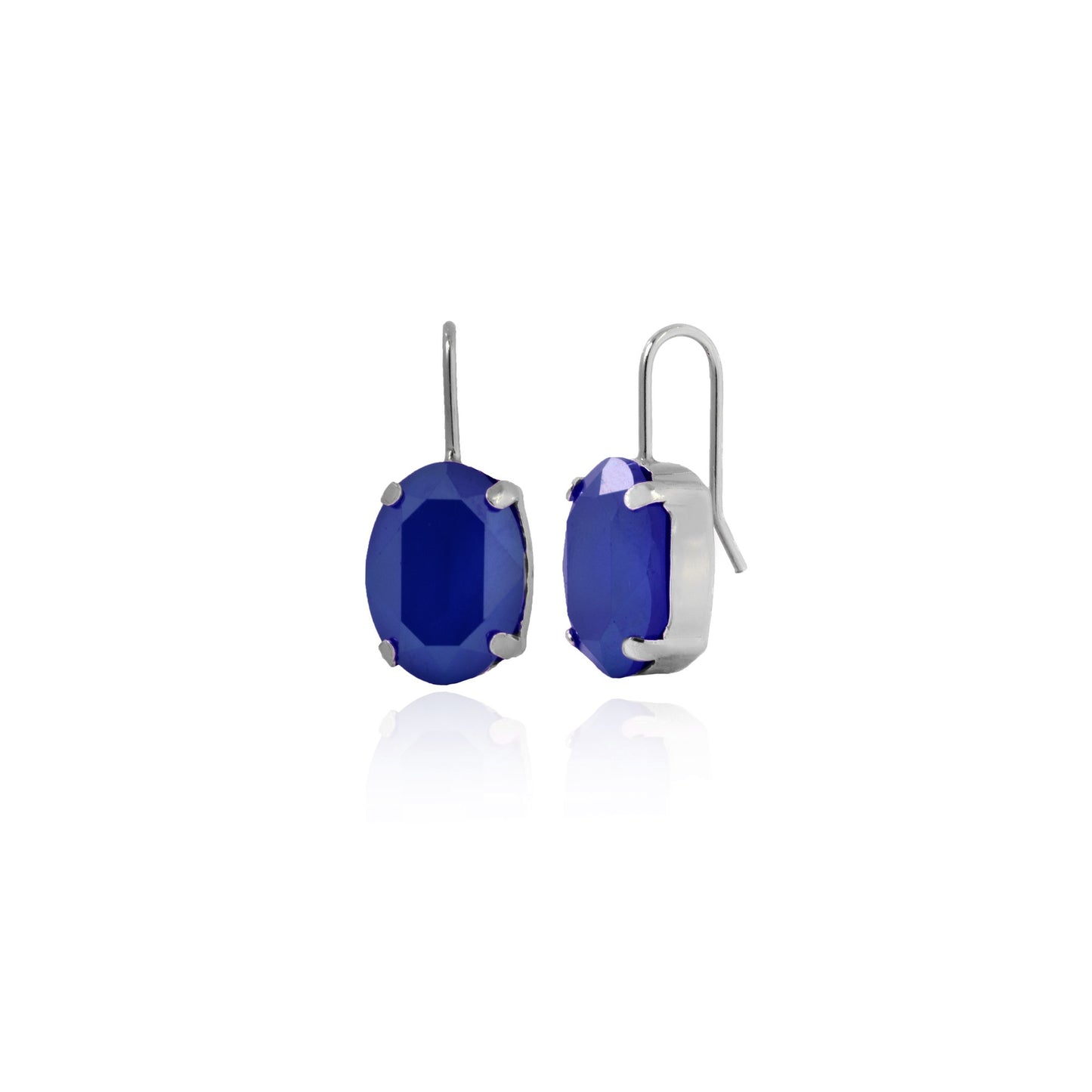 Rhodium Plated Sterling Silver Short earrings oval crystal from Oval