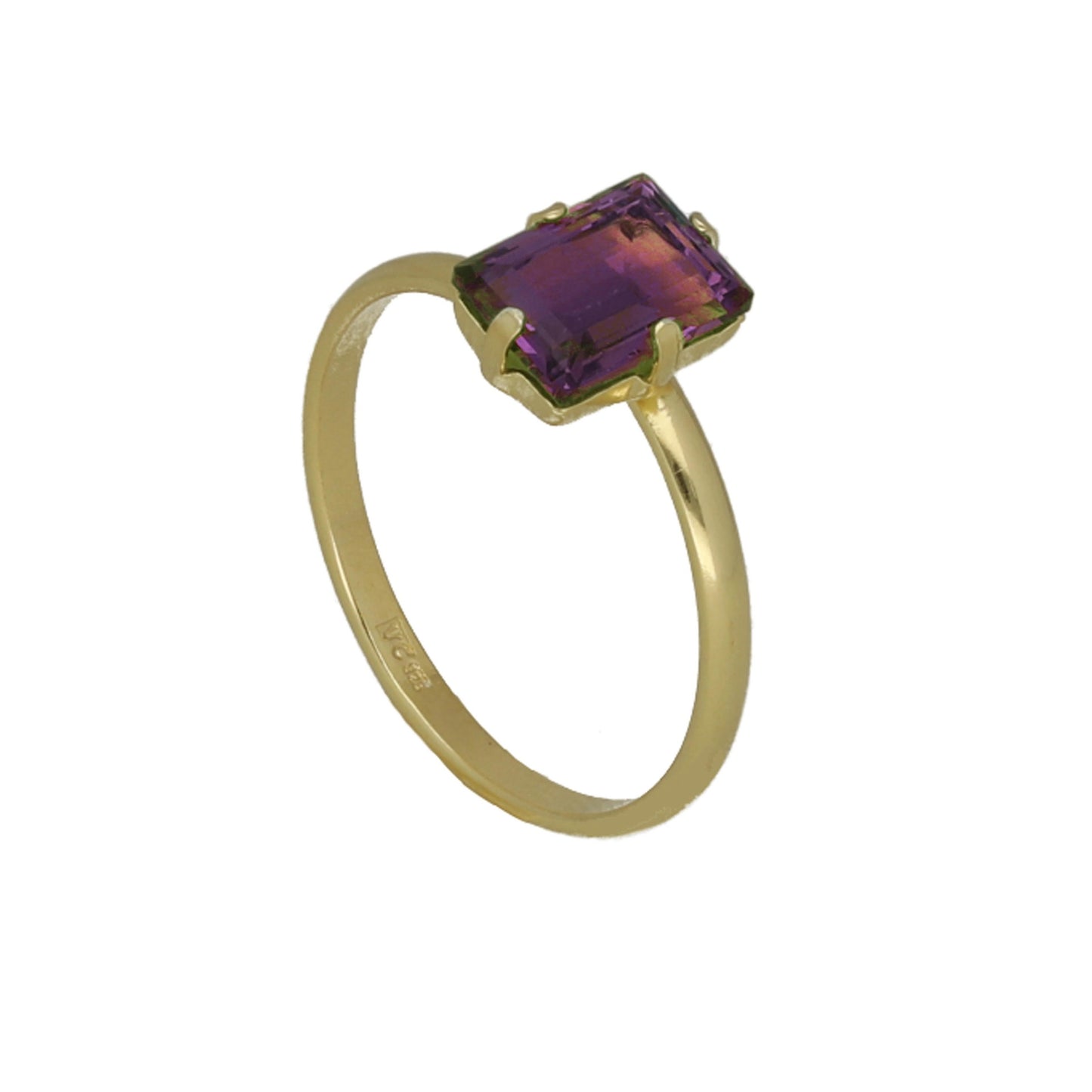 Gold plated Sterling Silver Adjustable ring rectangle crystal from Chiara