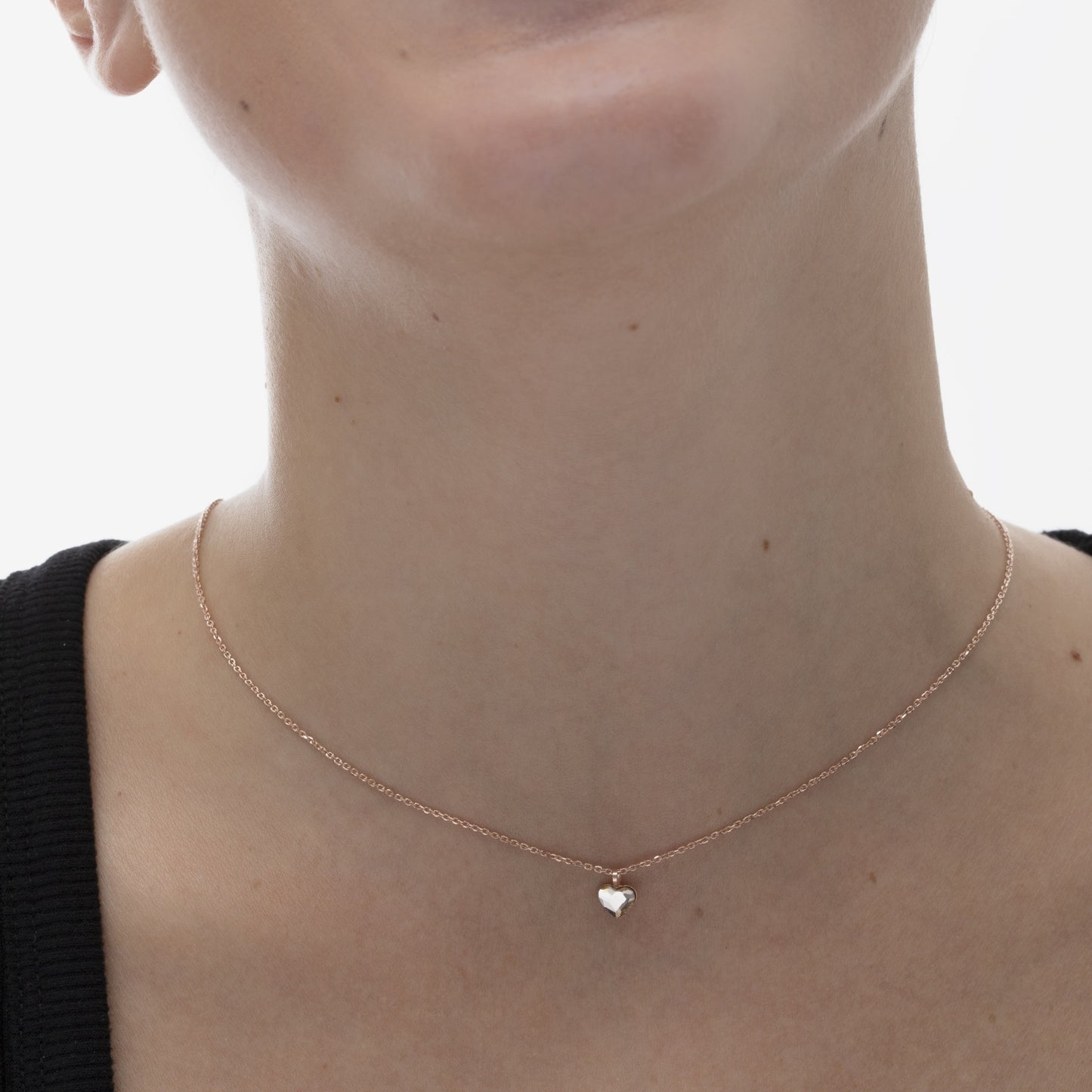 Rose Gold plated Sterling Silver Short necklace heart crystal from Cuore