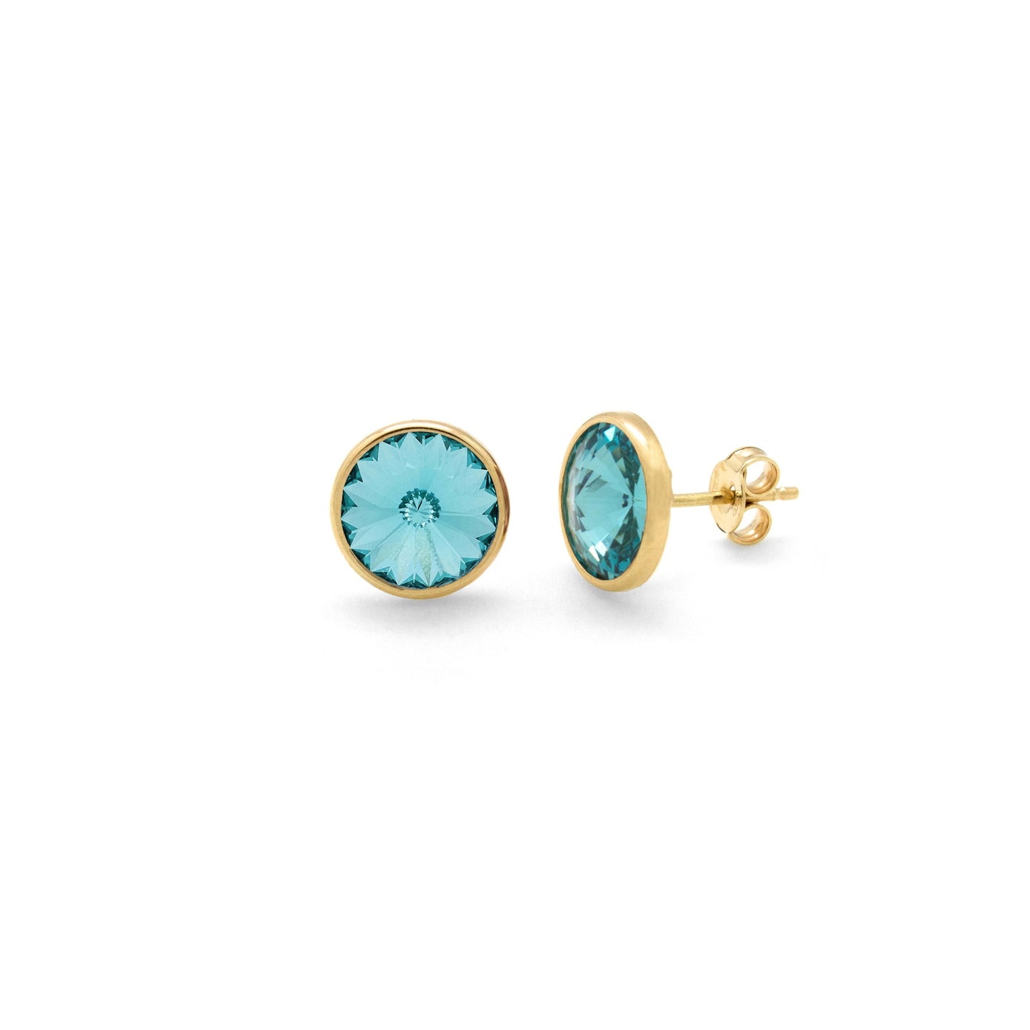 Gold plated Sterling Silver Stud earrings 11,5mm circle crystal from Basic