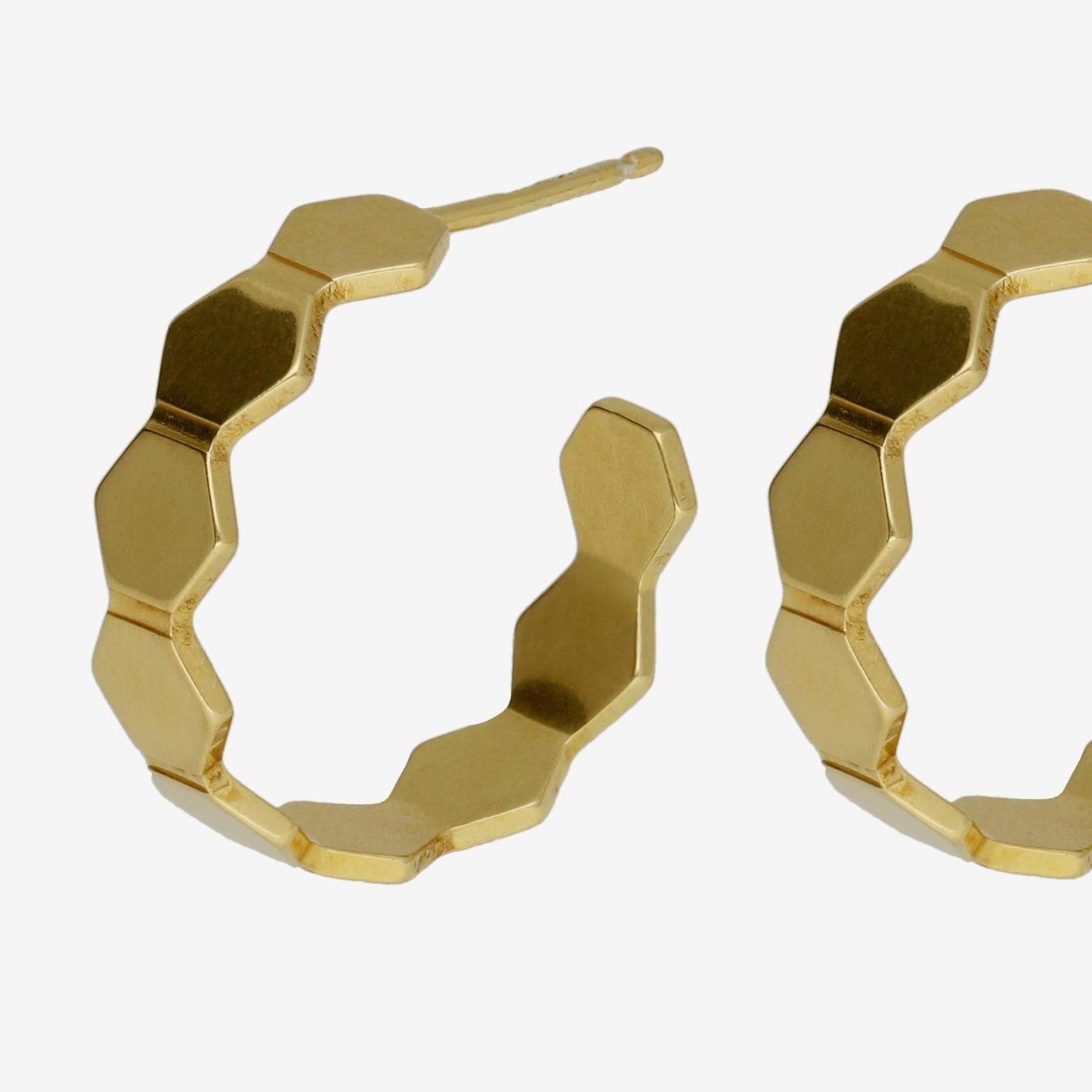 Gold plated Sterling Silver Hoop earrings hexagonal from Honey