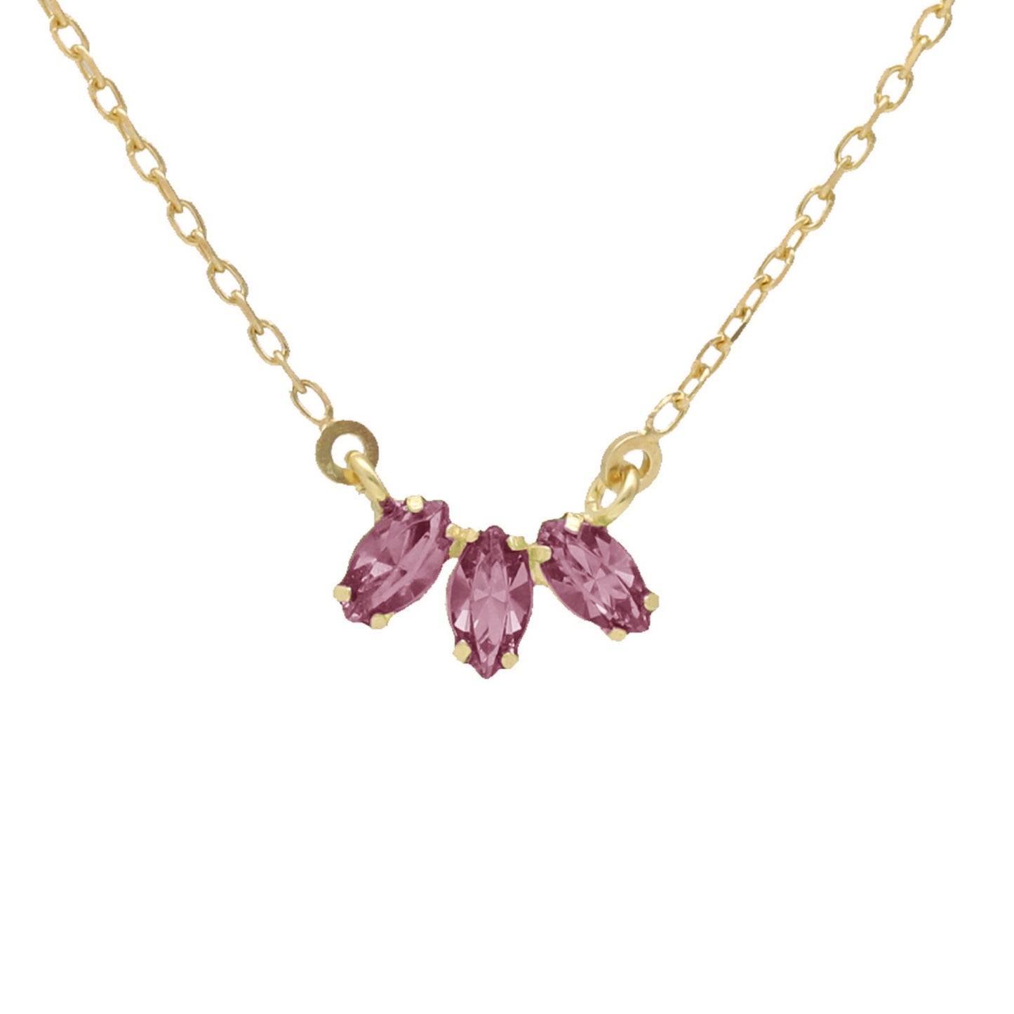 Gold plated Sterling Silver Short necklace leaf crystal from Las Estaciones