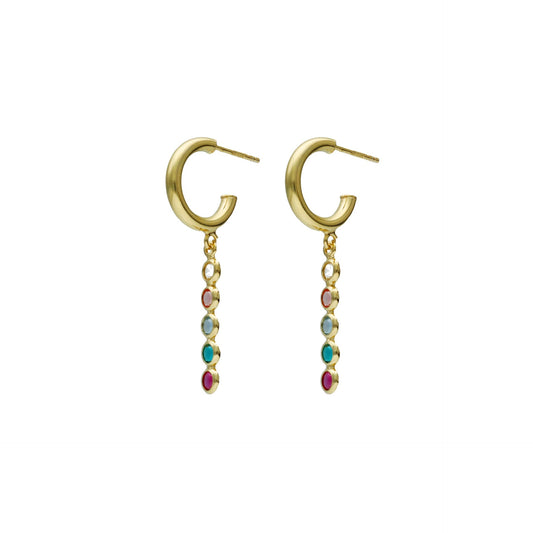 Sterling Silver Hoop earrings multicolor crystal from Valeria