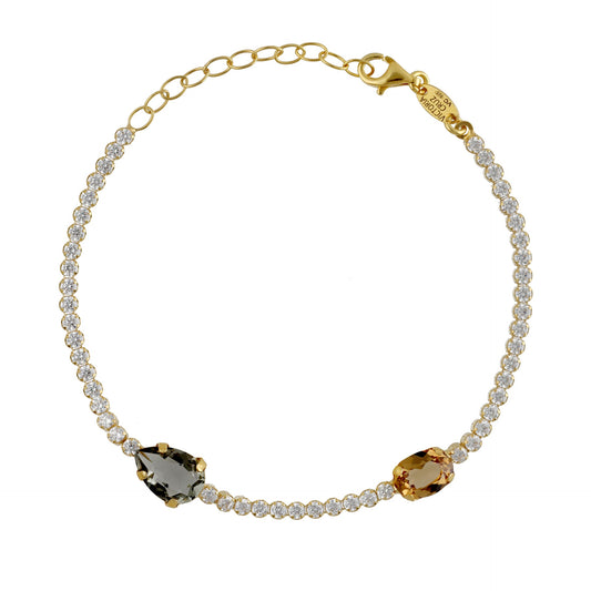 Gold plated Sterling Silver bracelet waterfall champagne crystal from Clarity