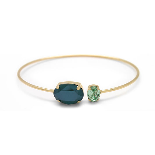 Gold plated Sterling Silver Bracelet oval green crystal from Miah