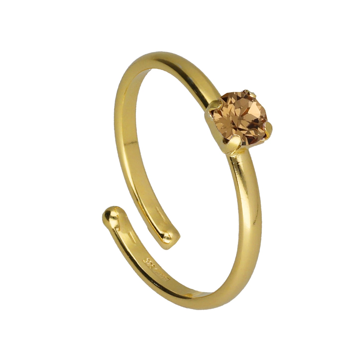 Gold plated Sterling Silver Adjustable ring circle crystal from Clarity